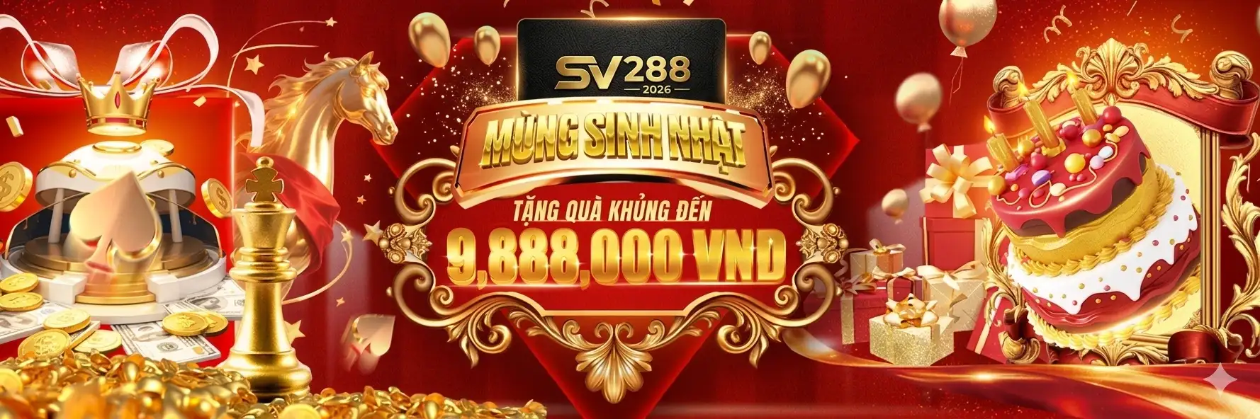 Trang chủ 17 Khuyến mãi SV288: Mừng sinh nhật, tặng quà khủng đến 9,888,000 VND